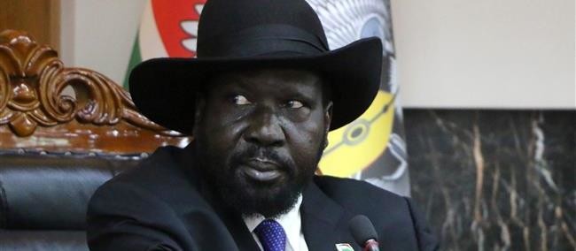 President Kiir attends a press conference on February 15, 2020 in Juba. (Photo by AFP)