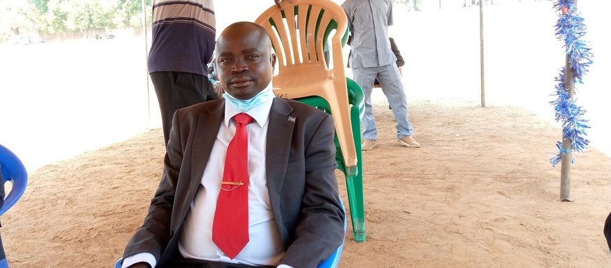 Ikotos County Commissioner Lokolong Joseph Jenisio during the swearing-in ceremony at Torit Freedom Square on Friday 5th March 2021. [Photo: Radio Tamazuj]