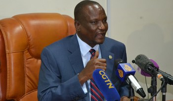 File photo: First Vice President Taban Deng Gai speaking at a press conference in Juba on Monday, 7 May, 2018. (Radio Tamazuj)