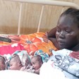 Achai Garang Agu with her quadruplets (Quads) at Wau Teaching Hospital on 18 October 2021 [Photo: Radio Tamazuj]